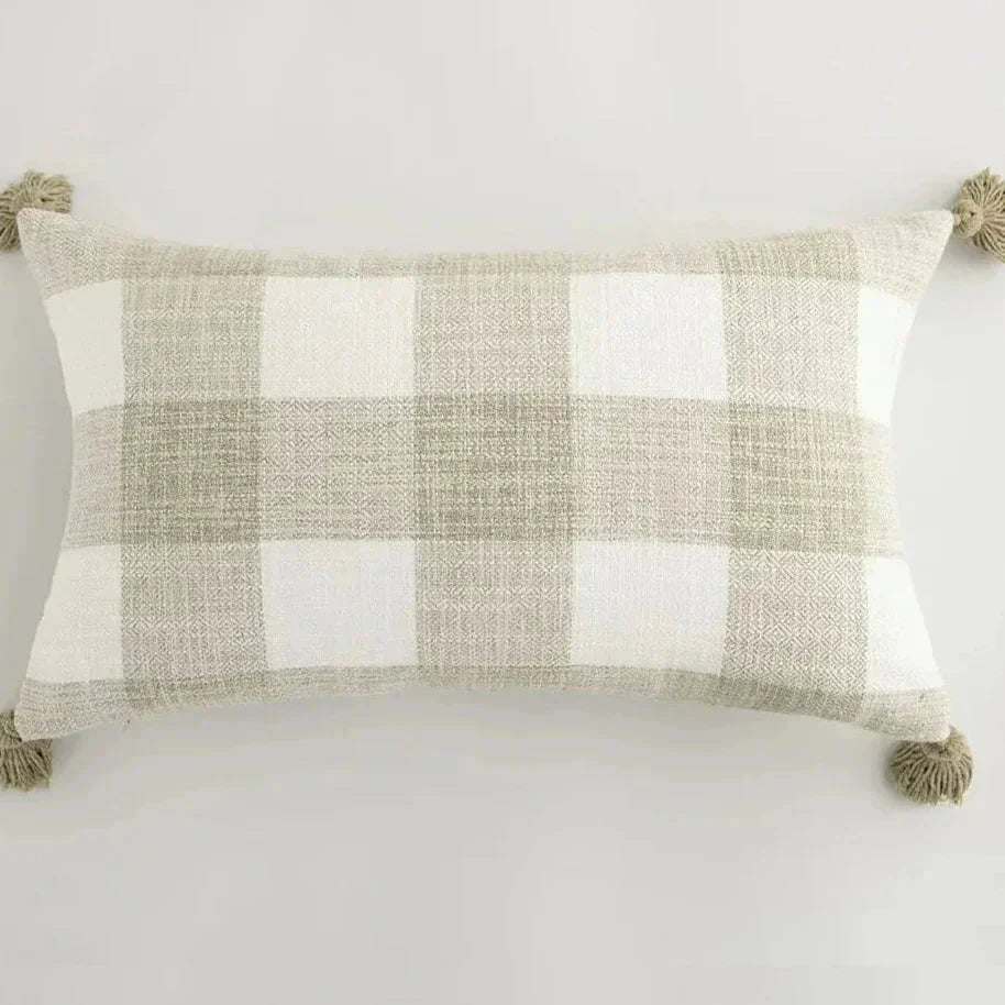 Soulety - Housse de Coussin Décorative avec Franges en Lin - Soulety