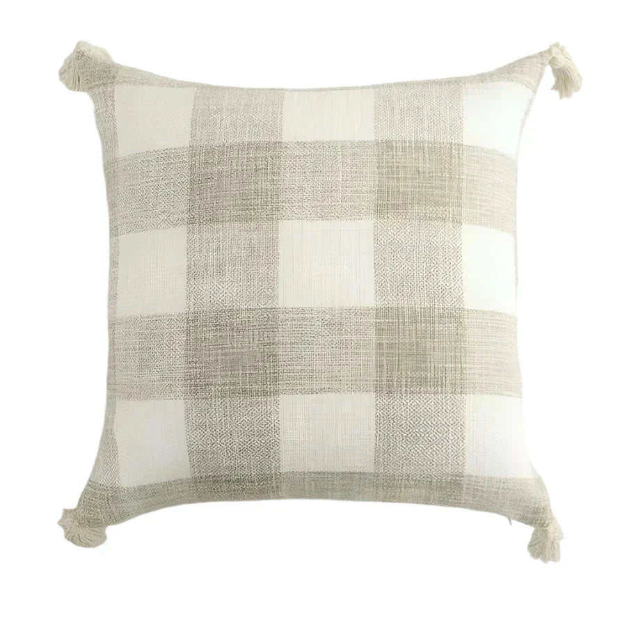 Soulety - Housse de Coussin Décorative avec Franges en Lin - Soulety