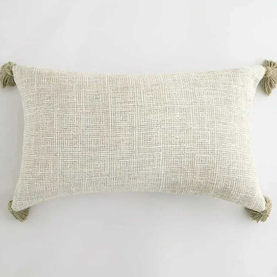 Soulety - Housse de Coussin Décorative avec Franges en Lin - Soulety