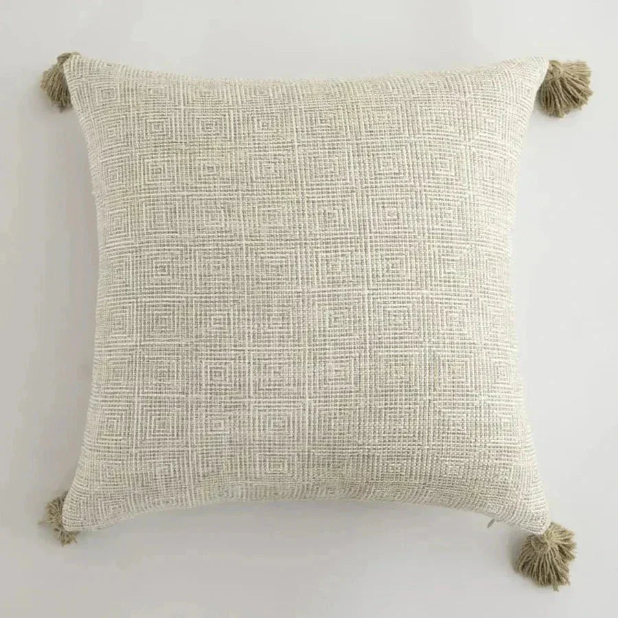 Soulety - Housse de Coussin Décorative avec Franges en Lin - Soulety