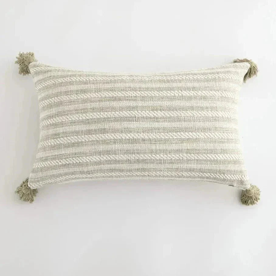 Soulety - Housse de Coussin Décorative avec Franges en Lin - Soulety