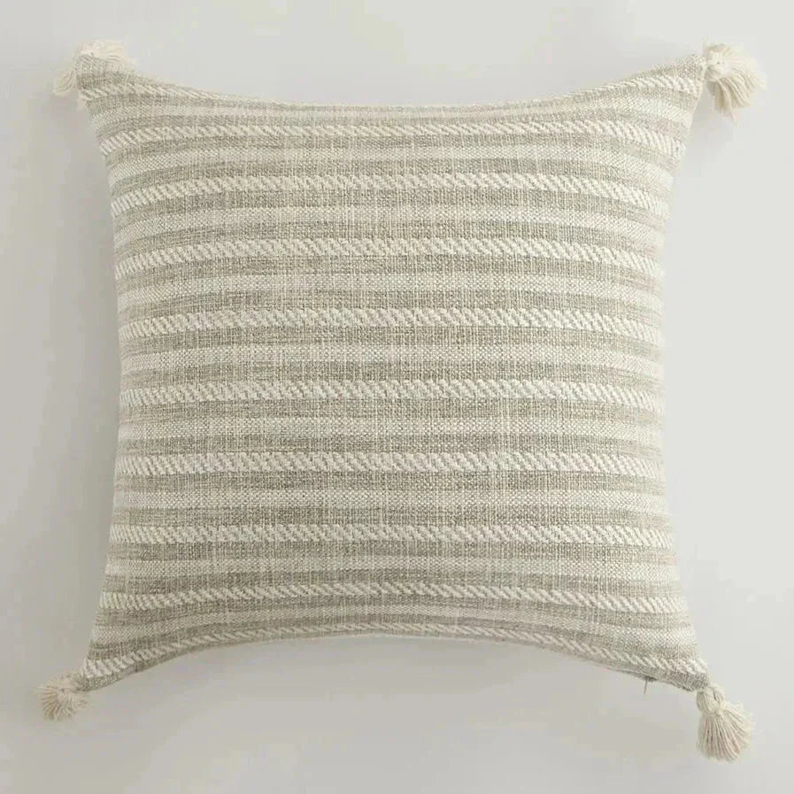Soulety - Housse de Coussin Décorative avec Franges en Lin - Soulety