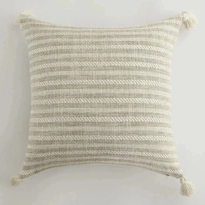 Soulety - Housse de Coussin Décorative avec Franges en Lin - Soulety